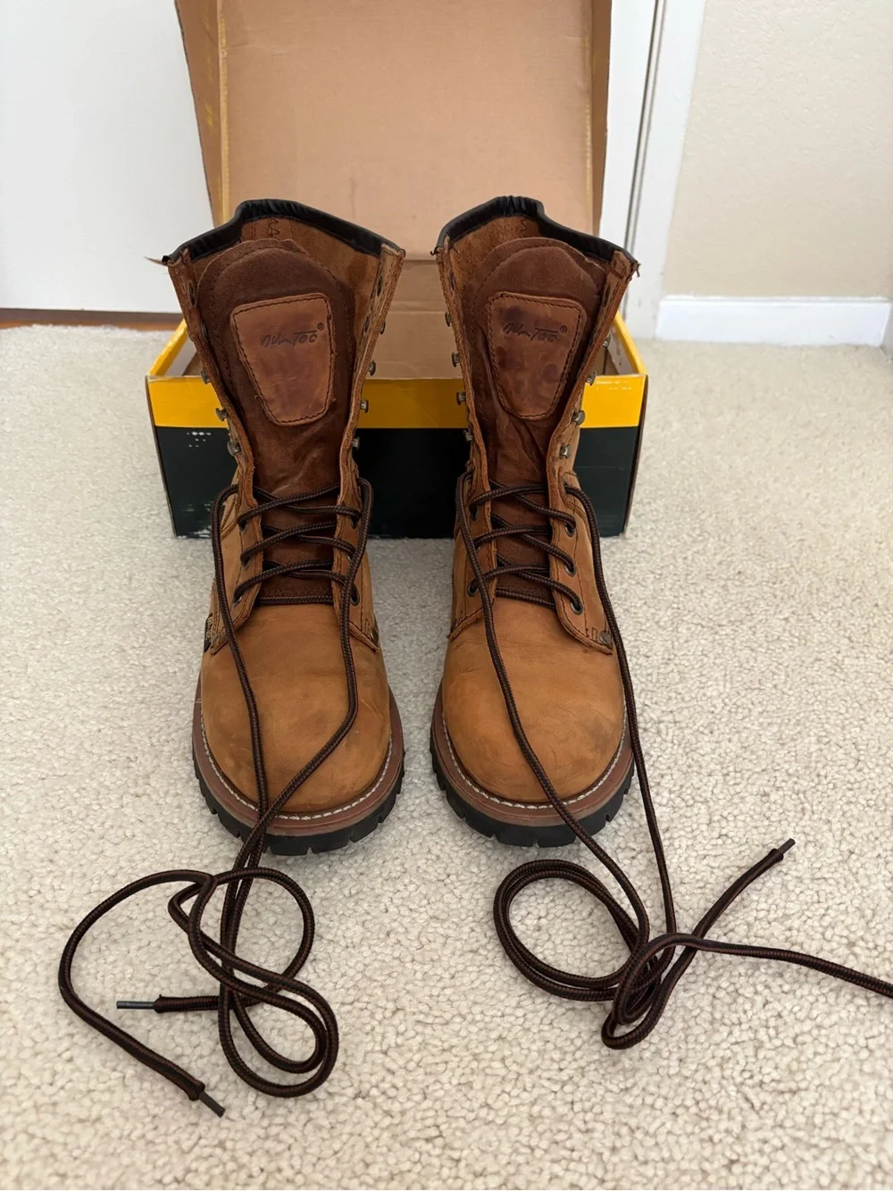 Men's Tan Work Lace-Up Leather Boots